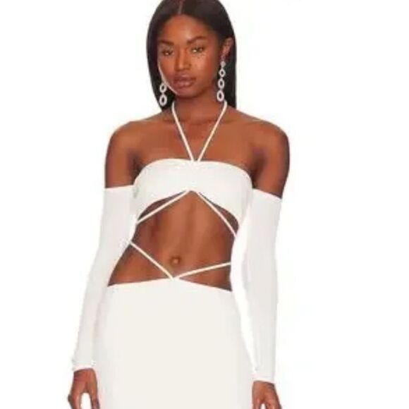NWT Not Yours To Keep Nikki Strappy Cut-Out White MIDI Dress Small Revolve - Picture 3 of 14
